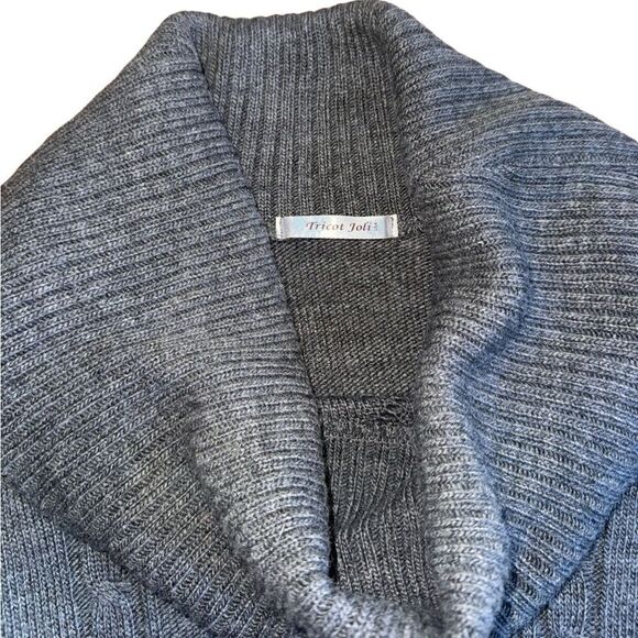 Tricot Joli Women's Grey Knit Turtleneck Sweater Tunic Mini Dress Size Small - Picture 3 of 5